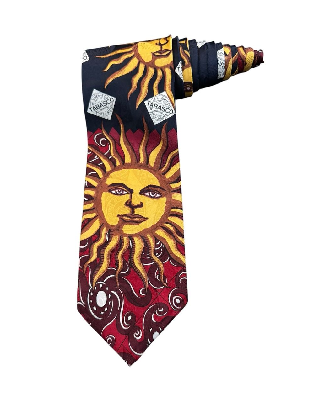 Tabasco Sauce Logo Sun 90’s Vintage Novelty Necktie 100% Silk
